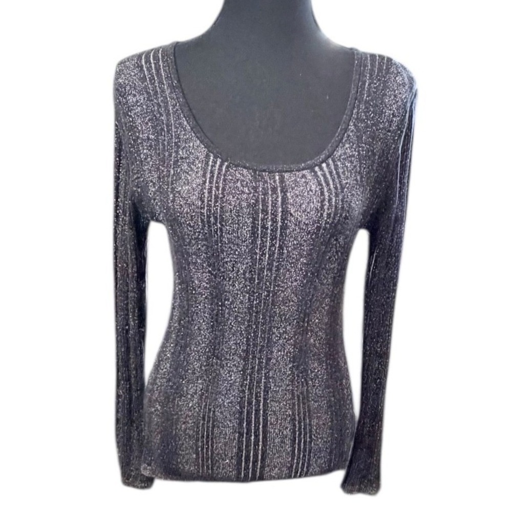 Vintage‎ Y2K Harley Davidson Metallic Ribbed Long Sleeve Knit Top Womens L